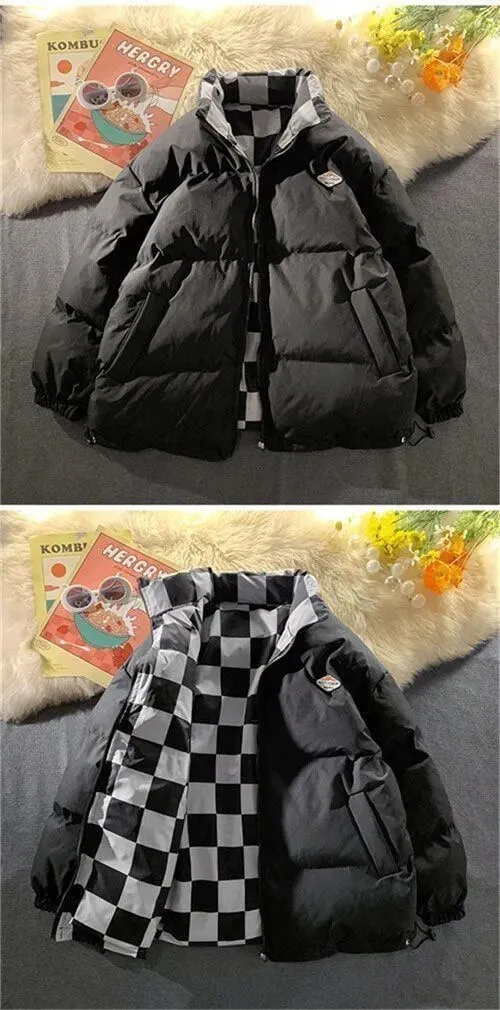 Kawaii Double Sided Cute Love Bear Winter Puffer Jacket