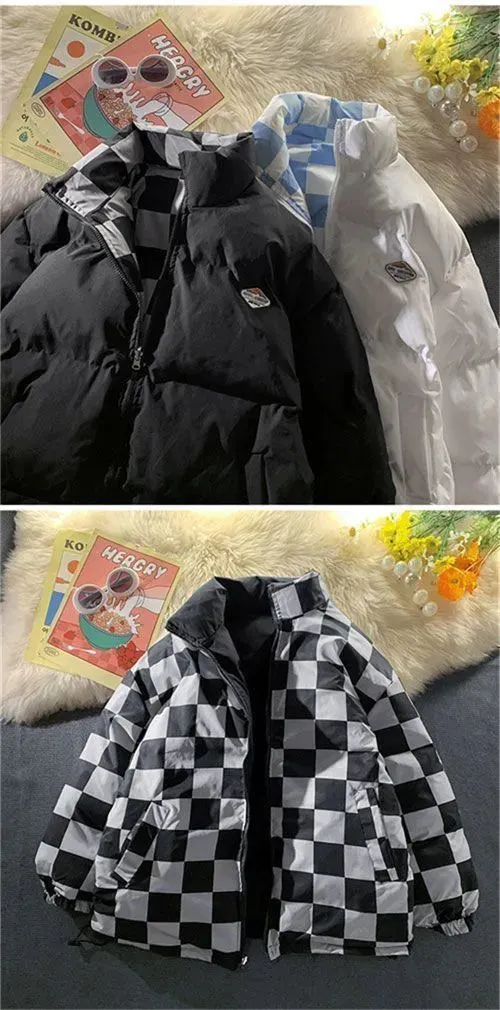 Kawaii Double Sided Cute Love Bear Winter Puffer Jacket