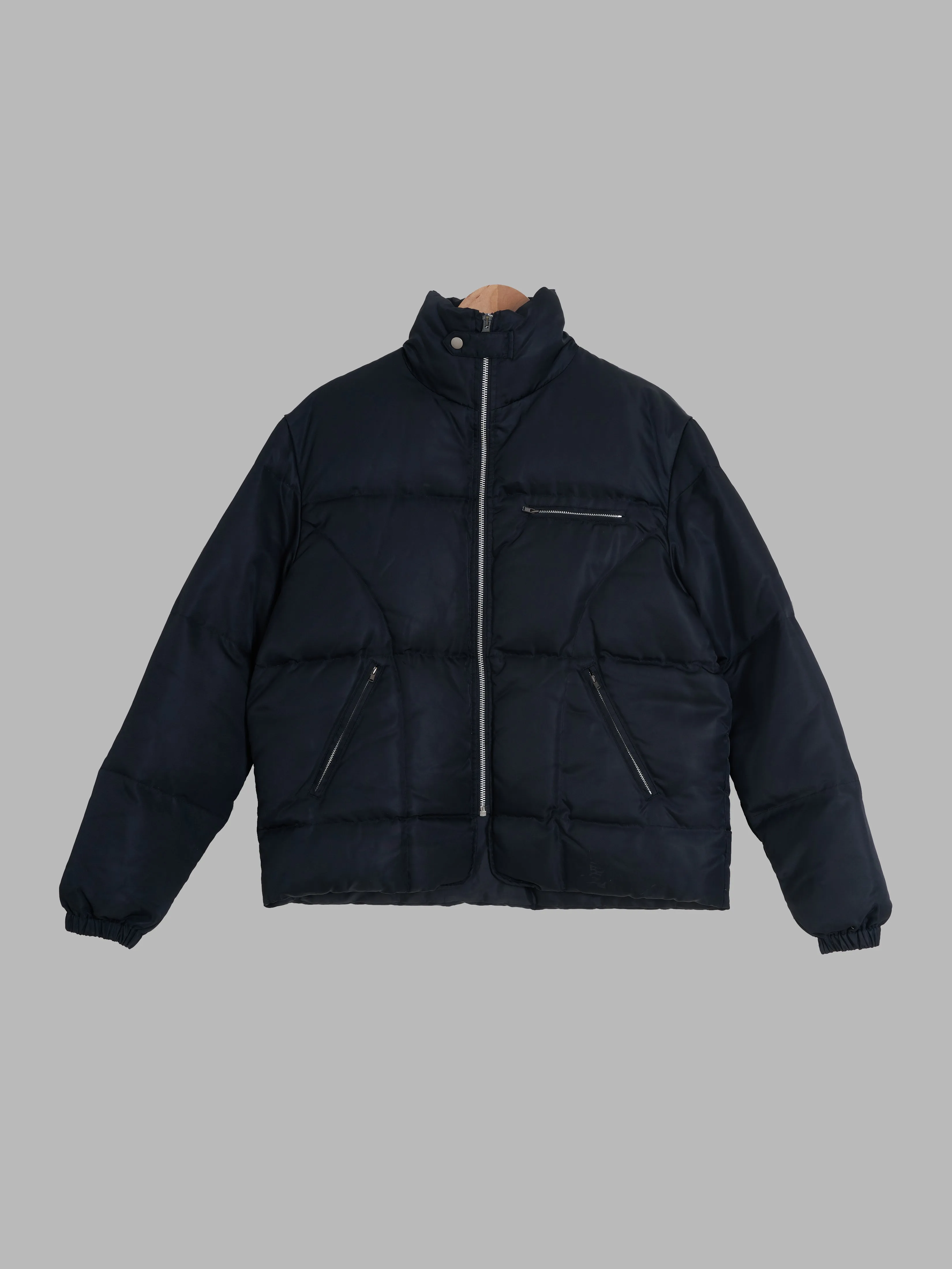 Kenzo Homme 1990s black nylon high neck down jacket - M L