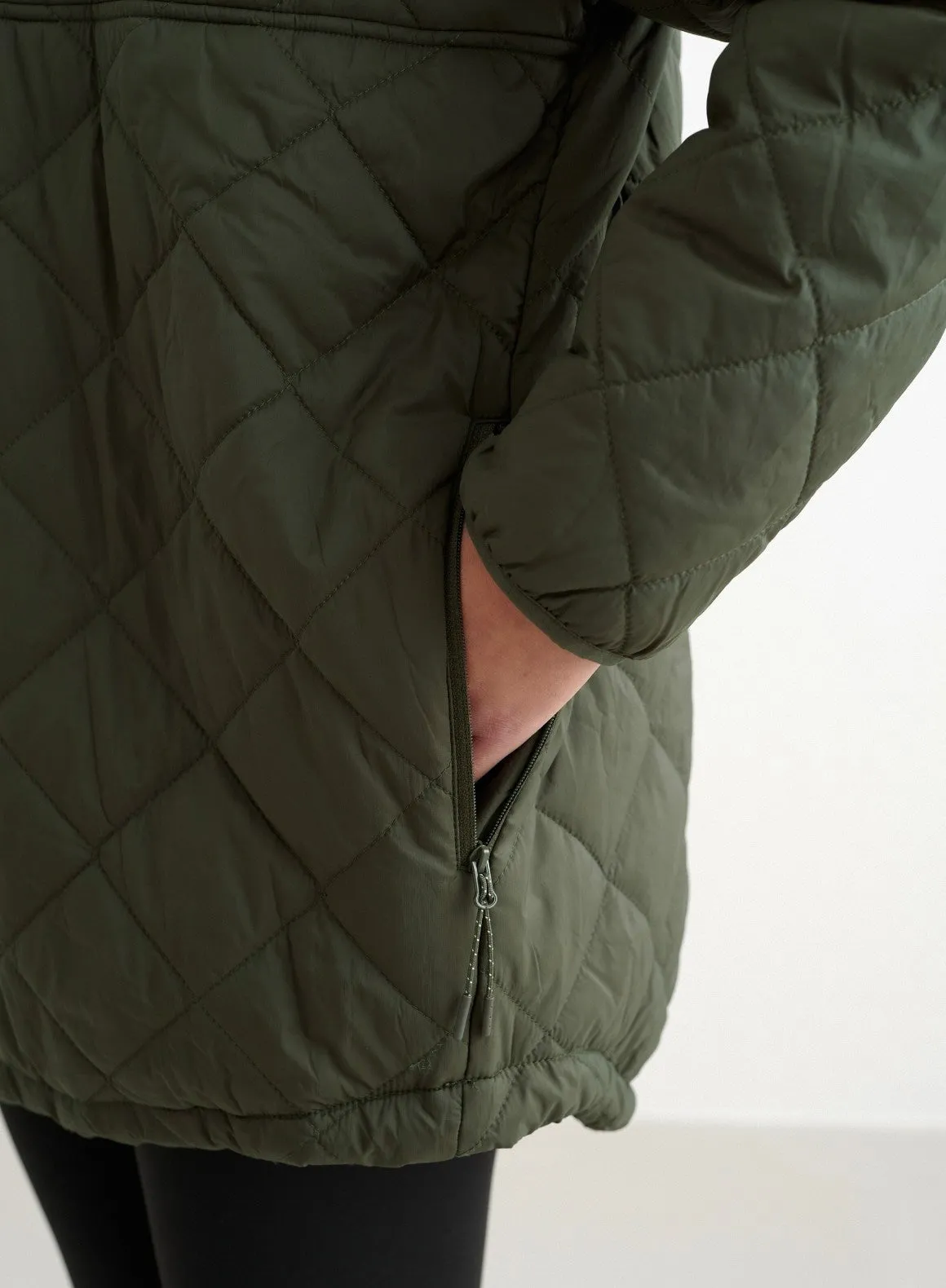 Khaki Oversized Quilted Anorak