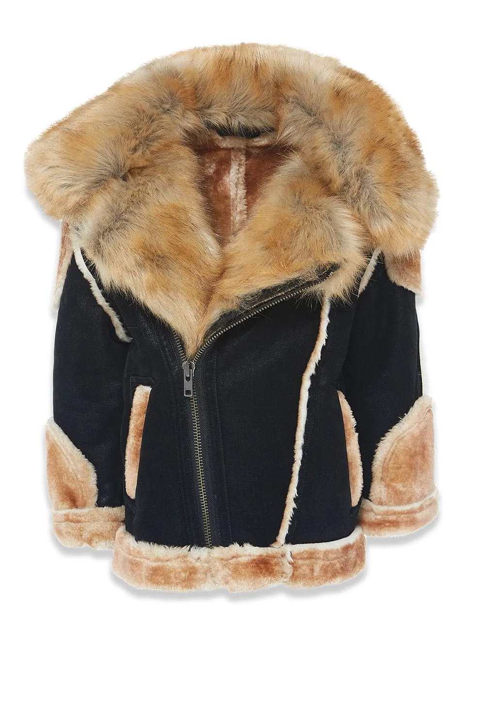 Kids El Jefe Shearling Moto Jacket (Black Coffee)