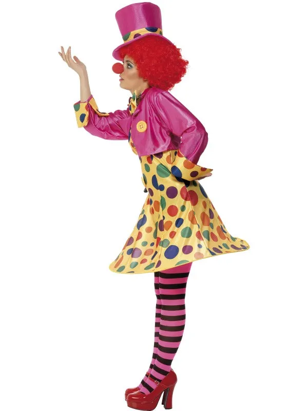 Ladies Polka Clown Circus Fancy Dress Fun Carnival Costume