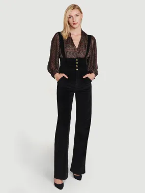 Le Velveteen Cummerbund Jumpsuit -- Noir