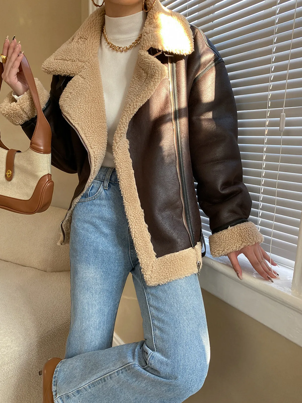 Leisurely Shearling Leather Jacket