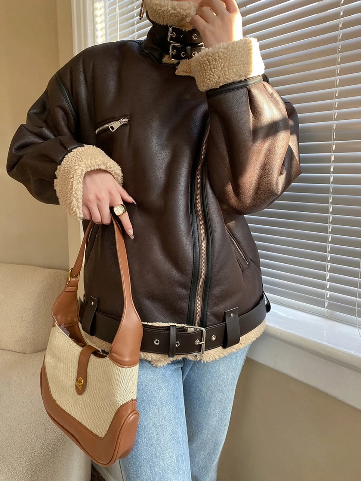 Leisurely Shearling Leather Jacket