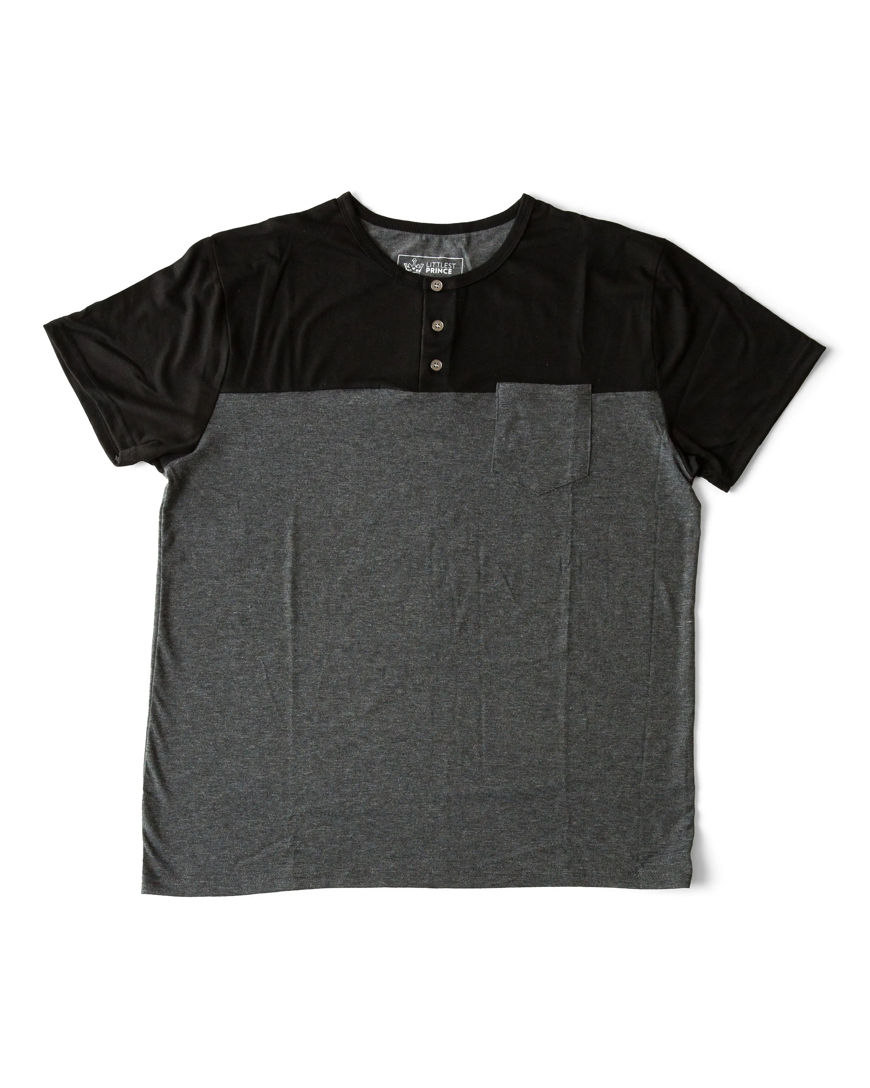 Littlest Prince Black & Charcoal Henley Shirt