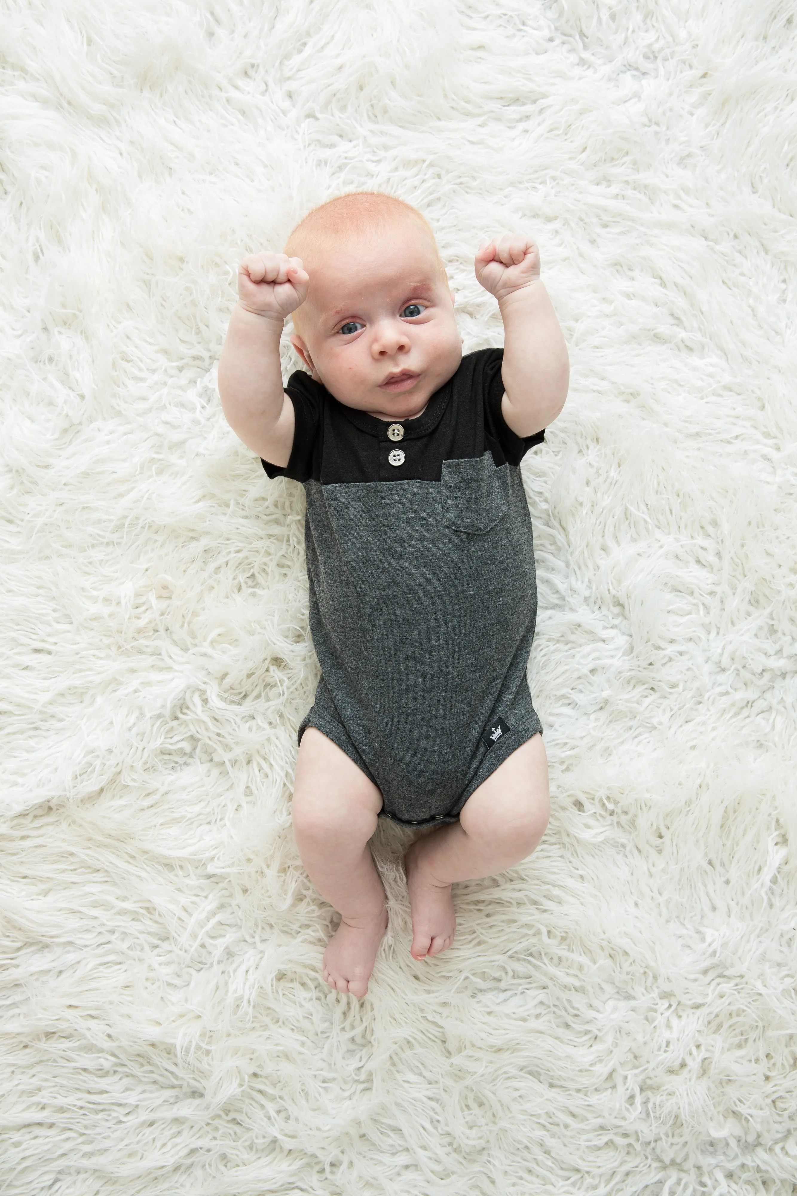 Littlest Prince Black & Charcoal Henley Shirt