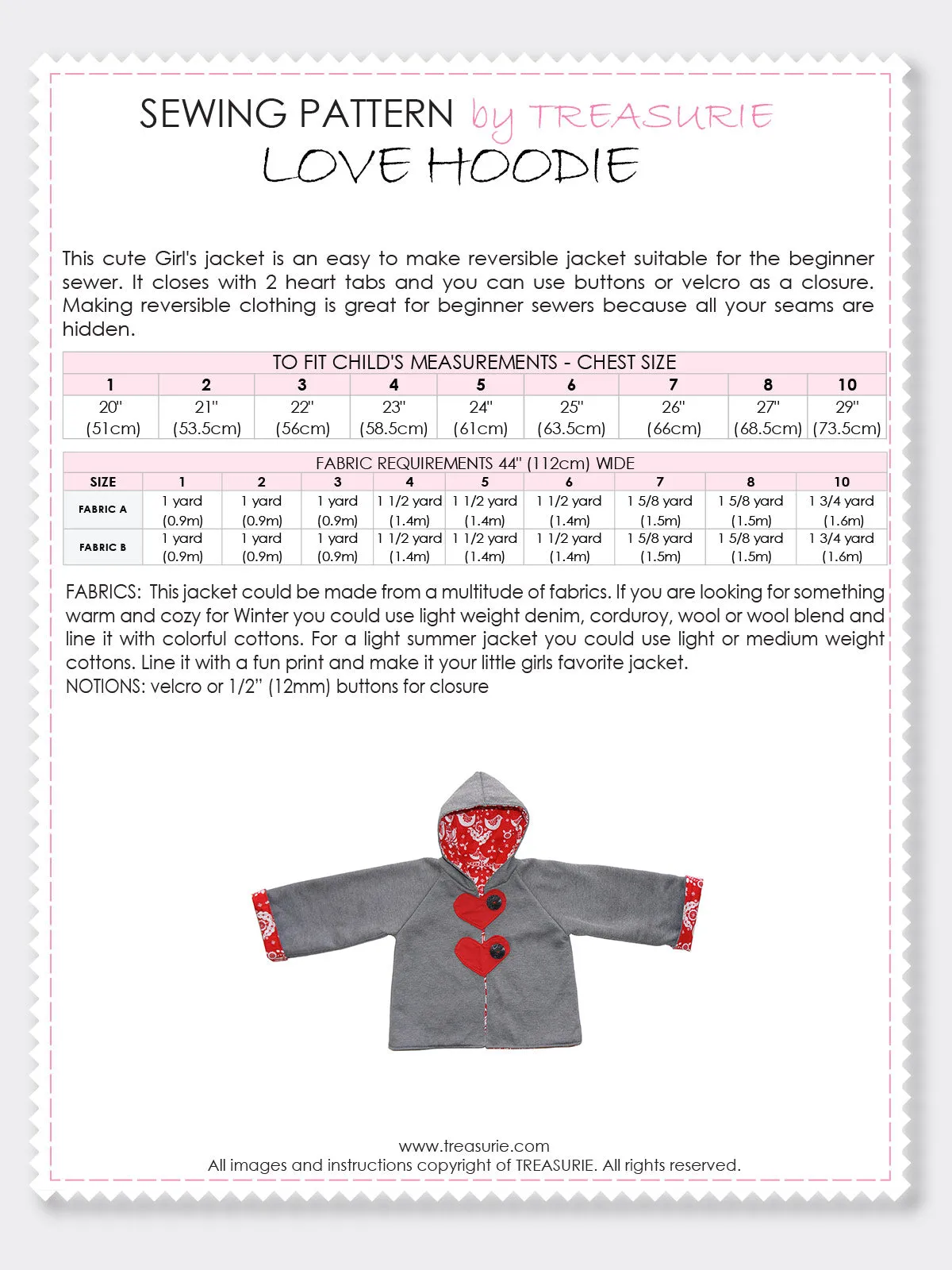 LOVE HOODIE - Girls Jacket Sewing Pattern