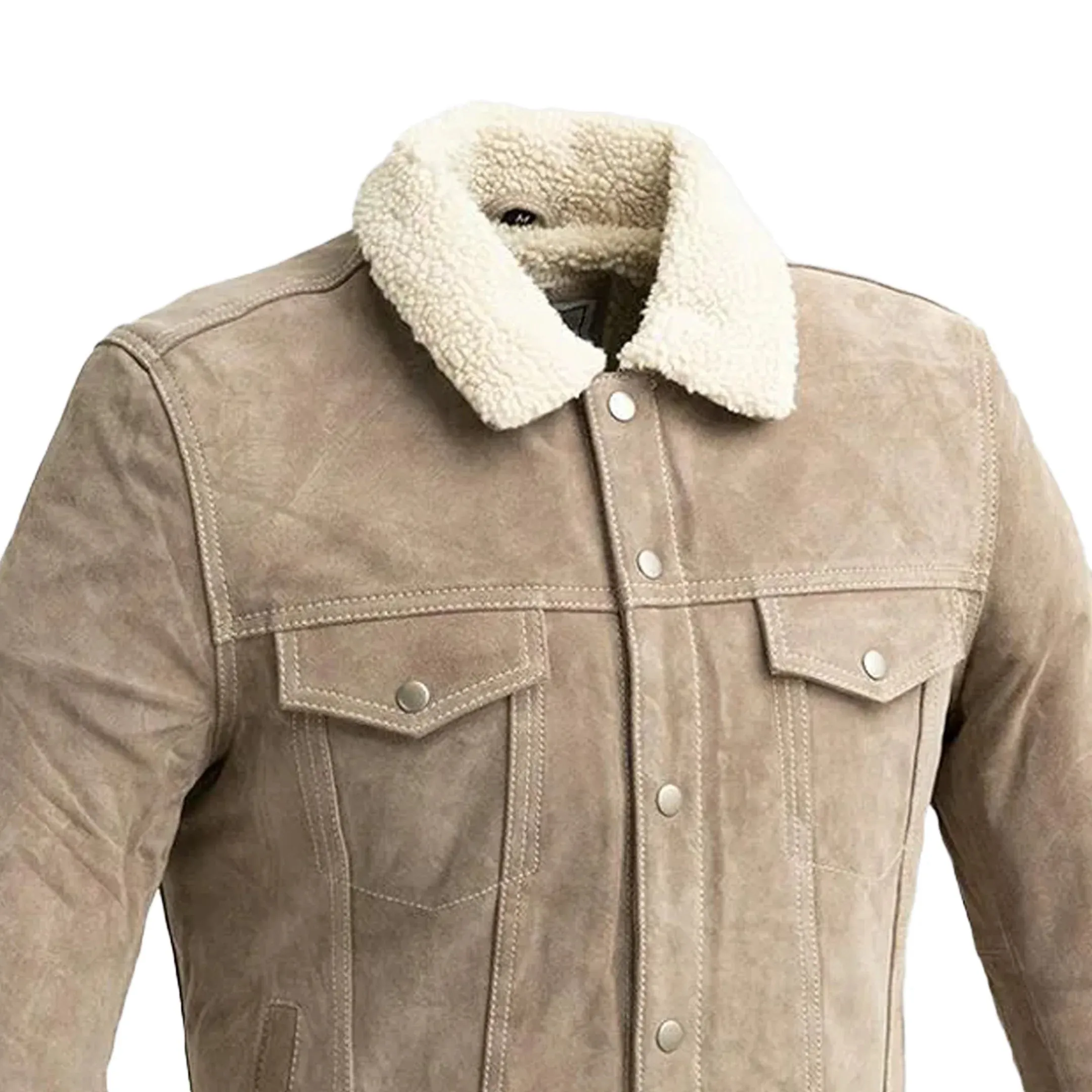 Luke - Men's Faux  Shearling Cow Suede Jacket