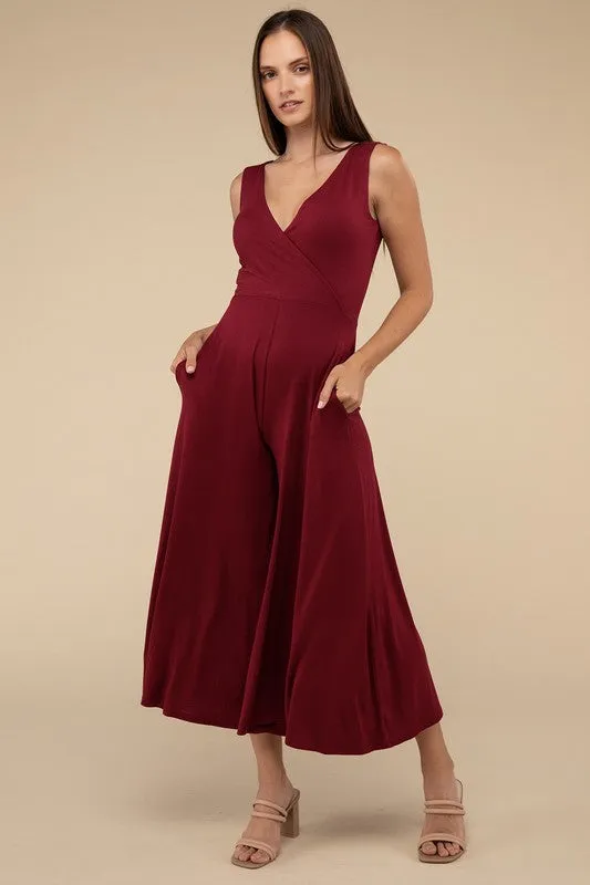 Maeve Surplice Neckline Sleeveless Jumpsuit