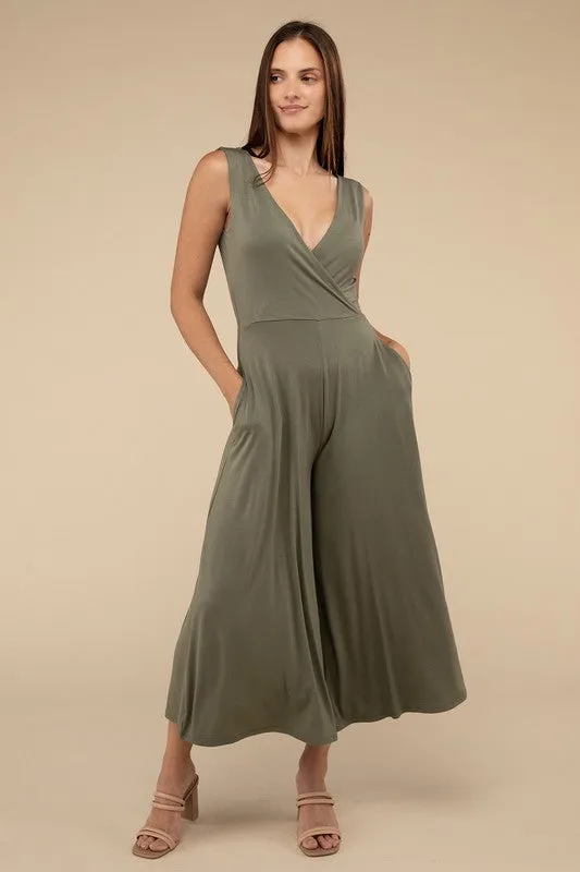 Maeve Surplice Neckline Sleeveless Jumpsuit