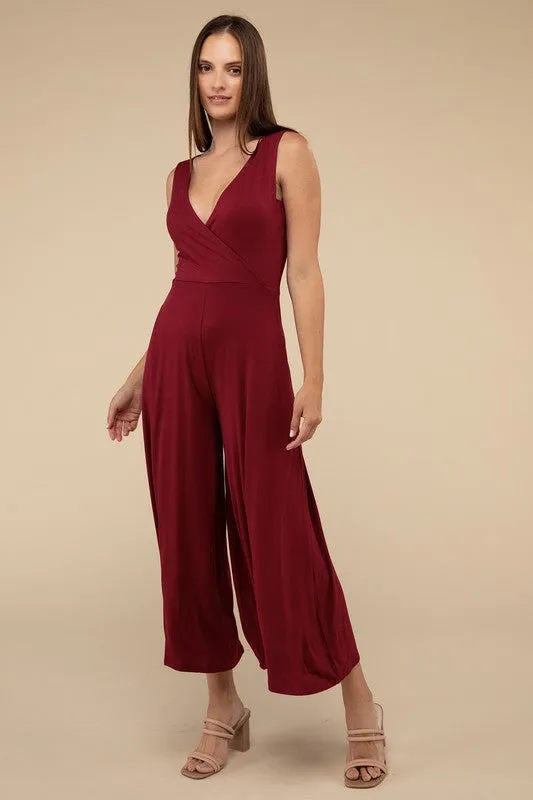 Maeve Surplice Neckline Sleeveless Jumpsuit