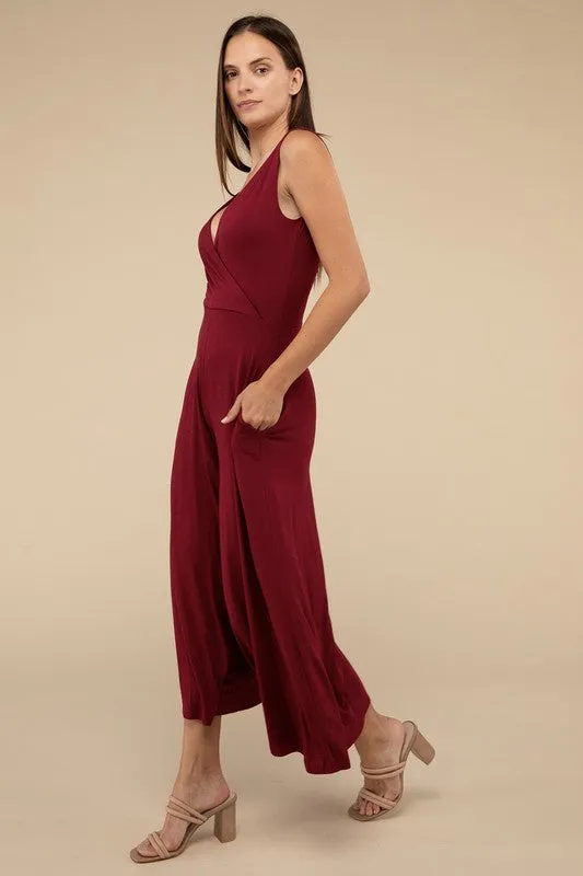 Maeve Surplice Neckline Sleeveless Jumpsuit