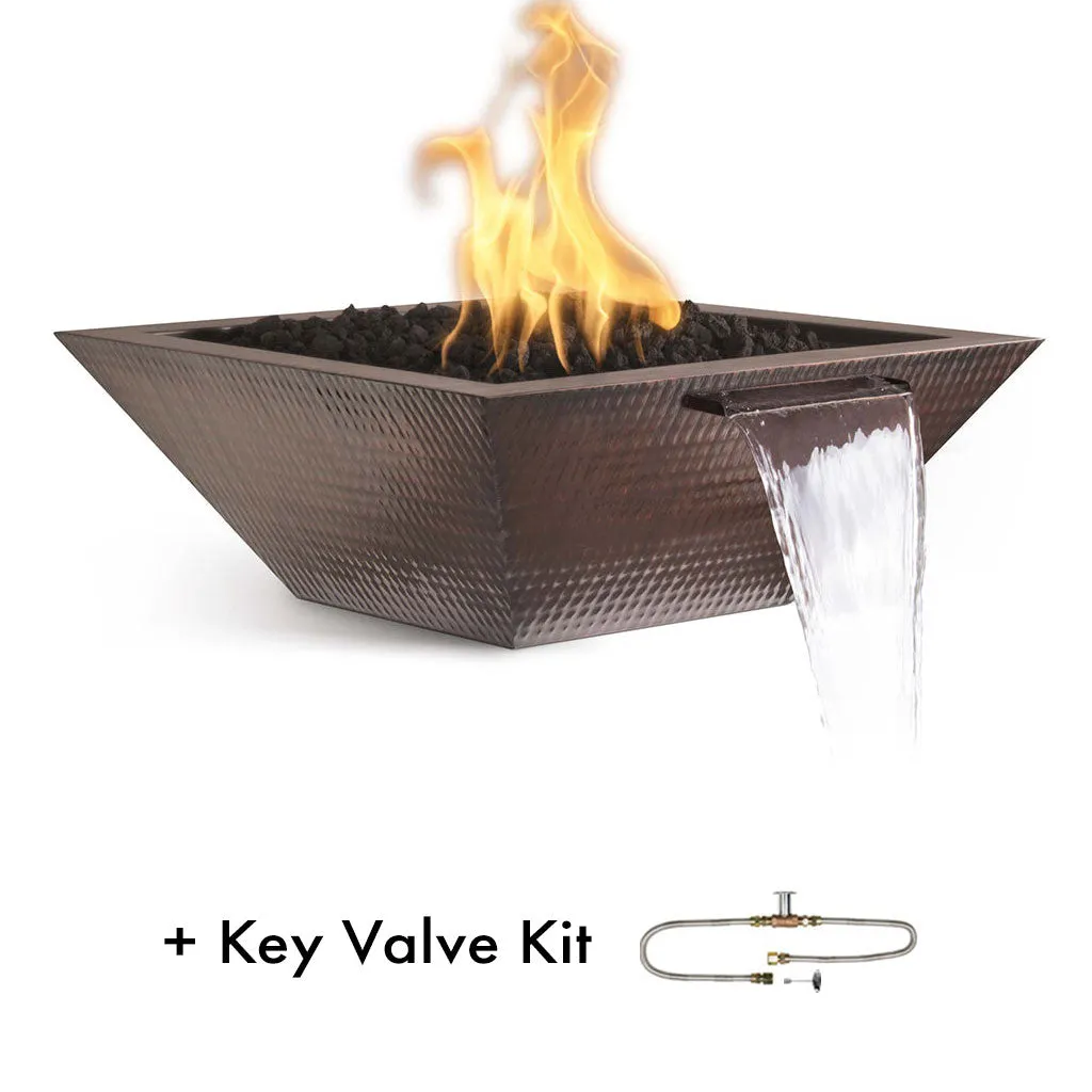 Maya Fire and Water Bowl, Hammered Copper - Pool Feature