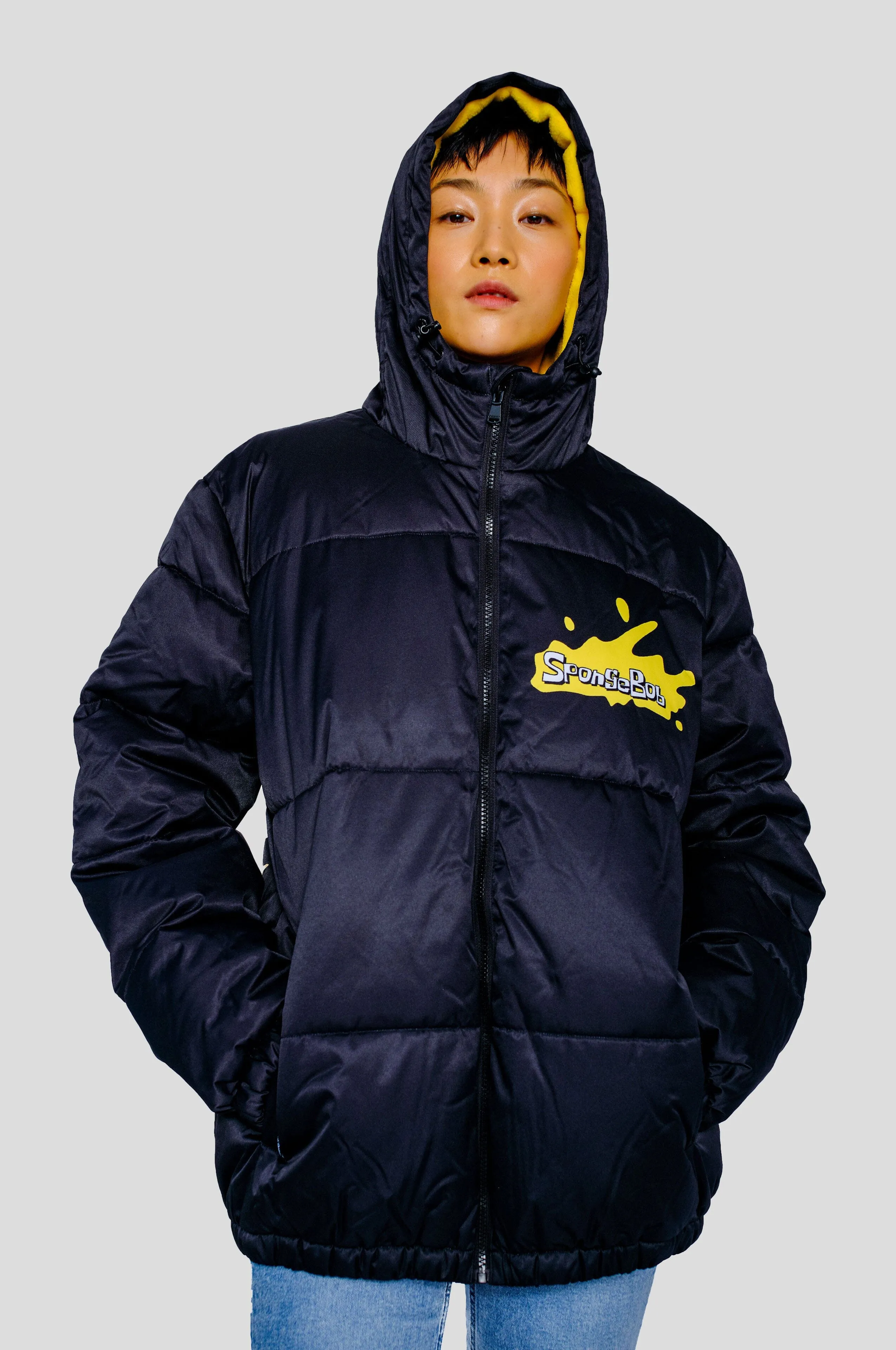 Members Only Women's Rad Spongebob Puffer Oversized Jacket