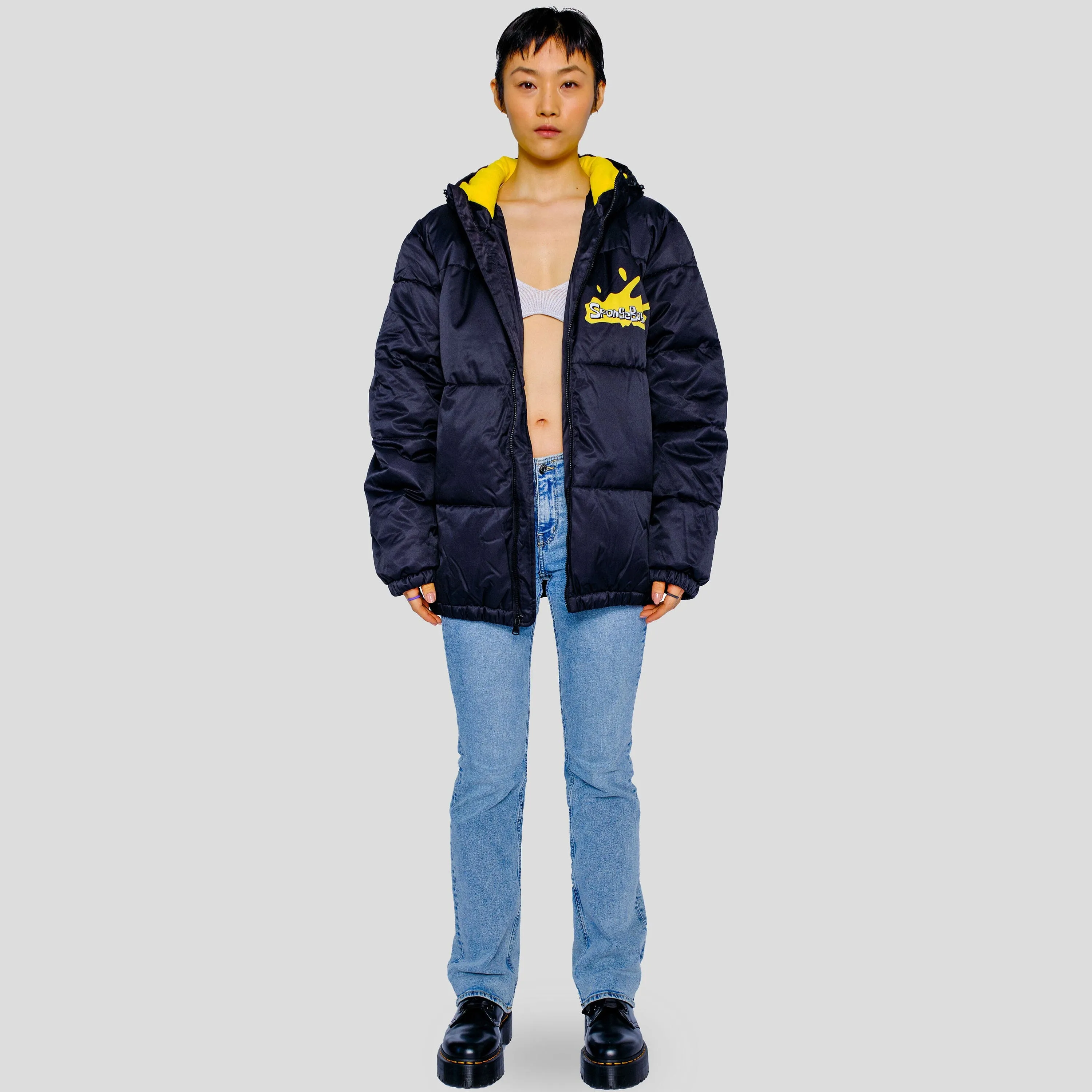 Members Only Women's Rad Spongebob Puffer Oversized Jacket