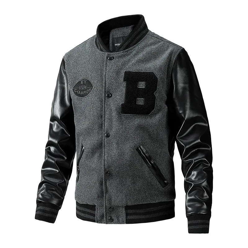 Men's autumn and winter new jacket with cotton jacket, baseball collar jacket, woolen plus size jacket, men's clothing