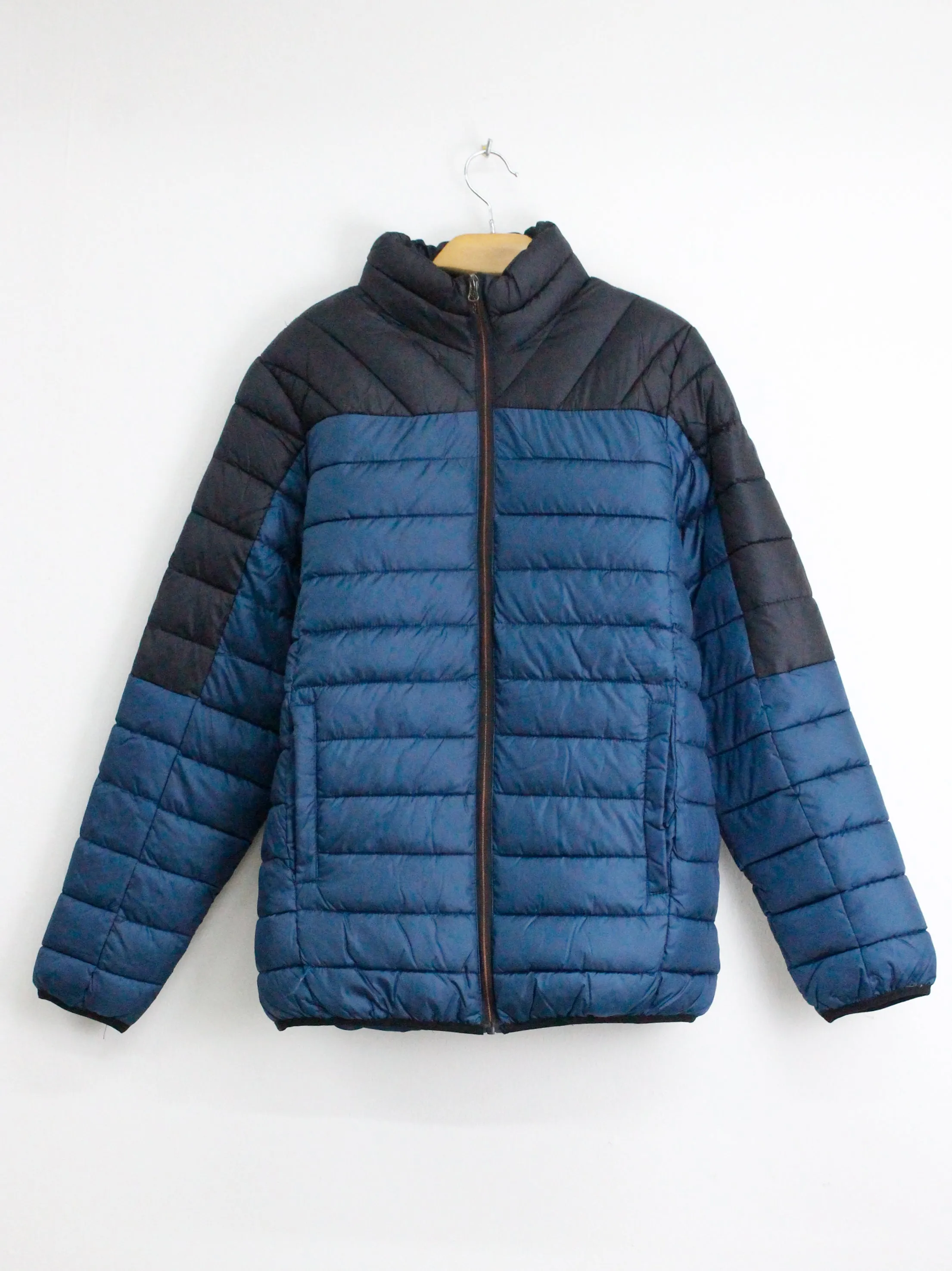 Men's Colorblocked Puffer Jacket,Blue/Black