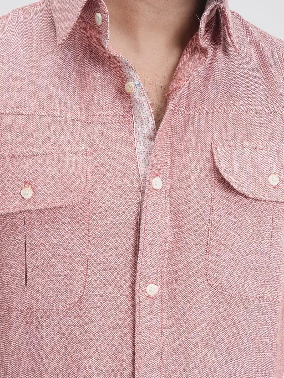 Men's Full Sleeve Casual Shirt in Light Coral