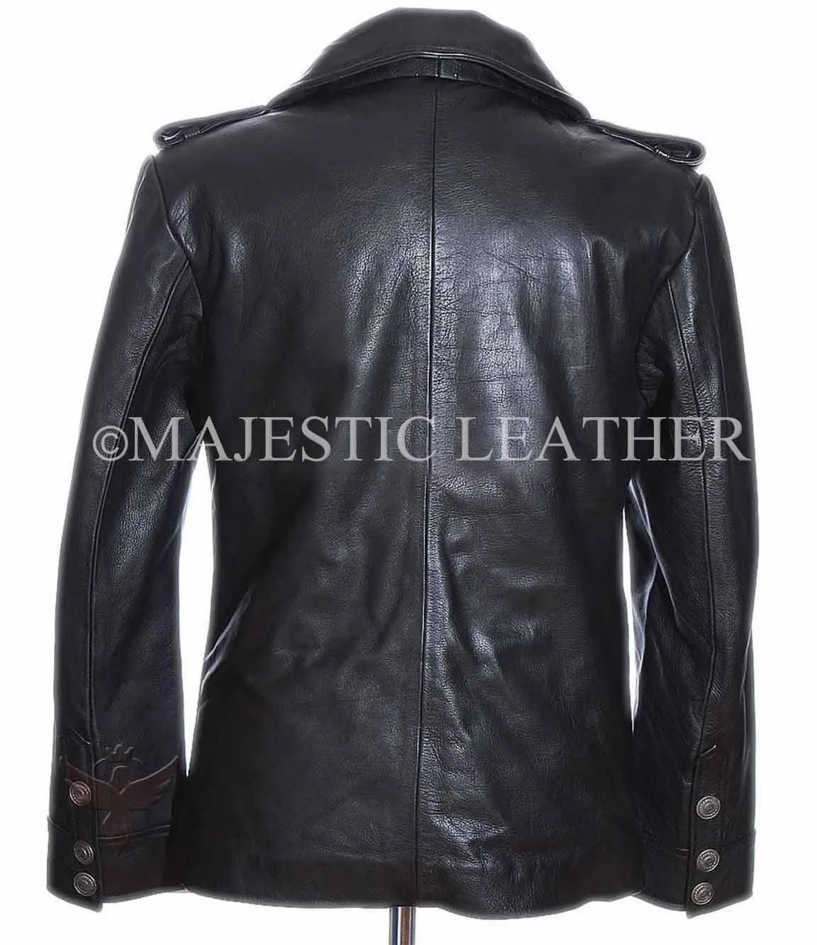 Men's German Black Naval Military Analine Cowhide Real Leather Jacket/Coat