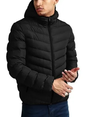 Men's Plain Puffer Jacket,Black