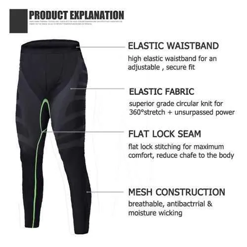 Mens Professional Sports Compression Tights Quick Dry Breathable Sports Pants Sportswear