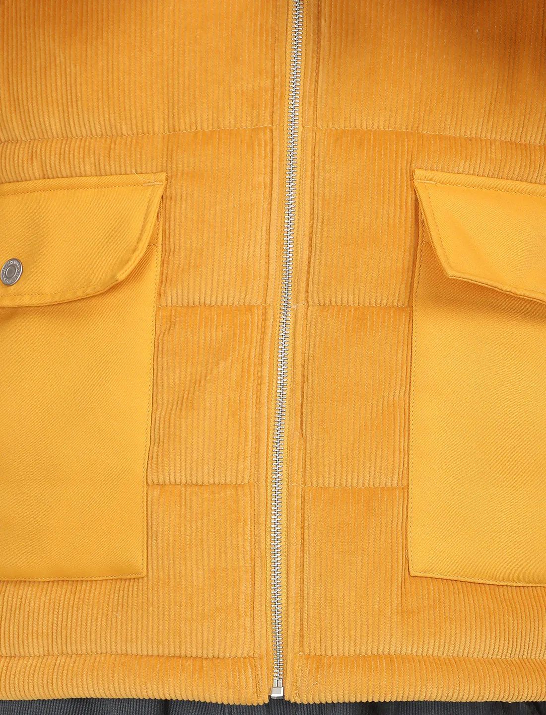 Men's Quilted Yellow Spread Collar Puffer Jacket