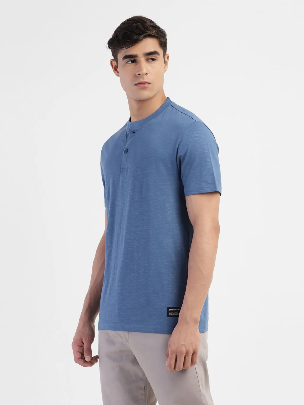 Men's Solid Henley Neck T-shirt