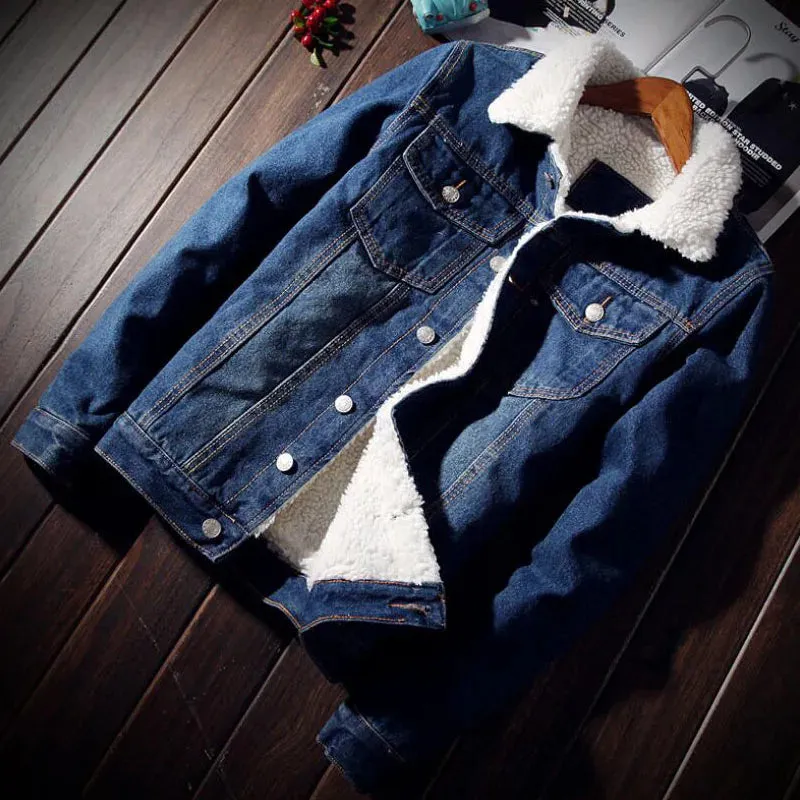 Men's Warm Fleece-Lined Denim Cowboy Jacket