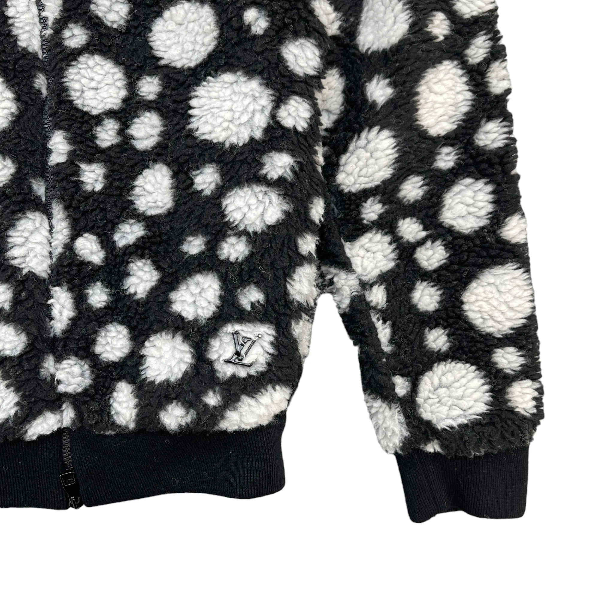 Men's Yayoi Kusama Infinity Dots Zip-Up Fleece Jacket Black Size S