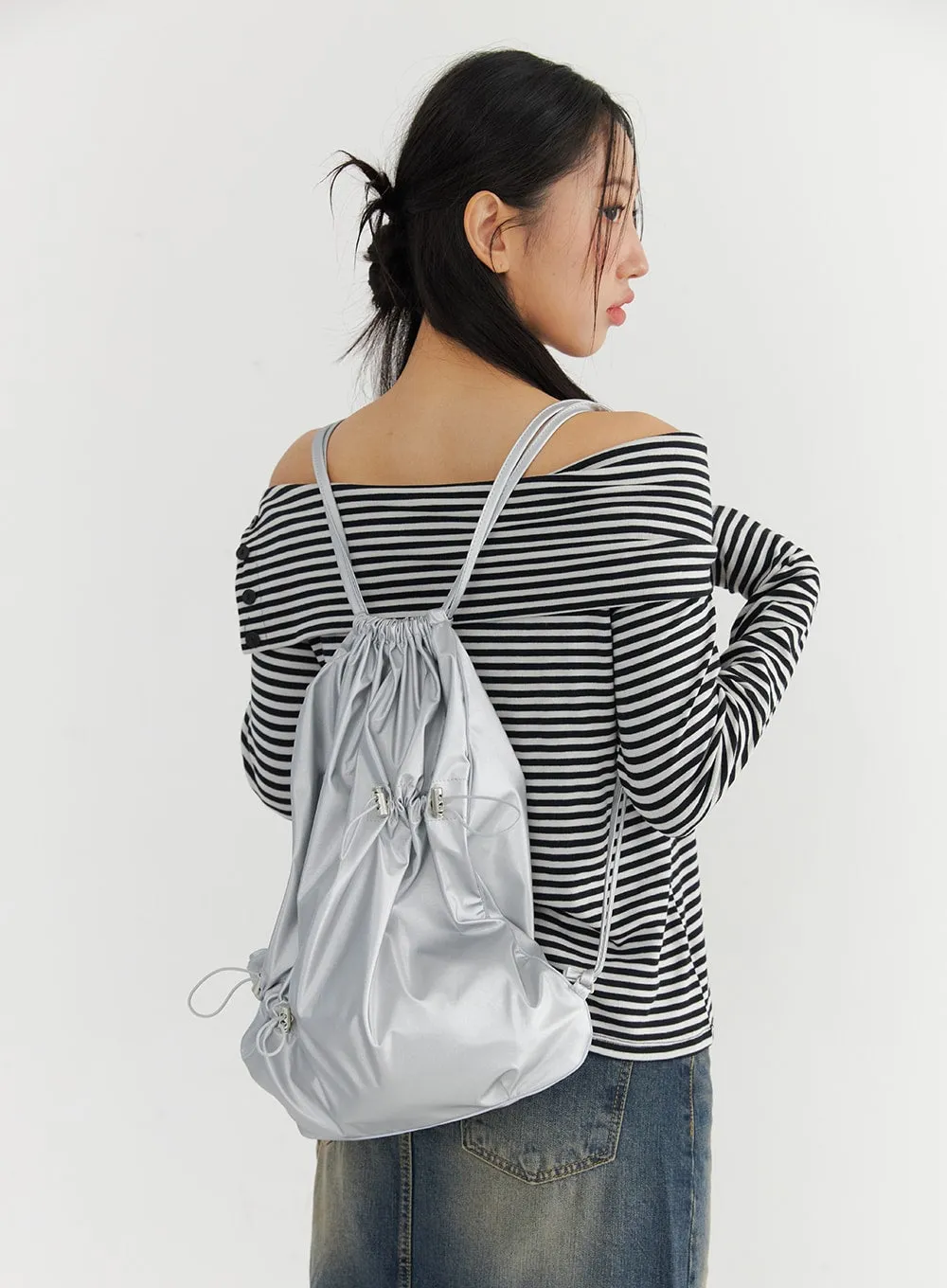 Metallic Drawstring Backpack CO324