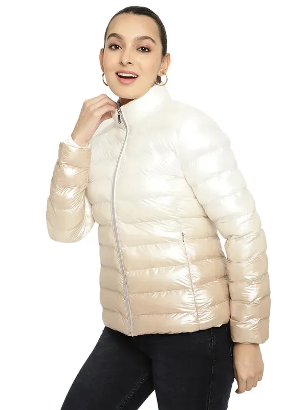 Mettle Women White Floral Puffer Jacket