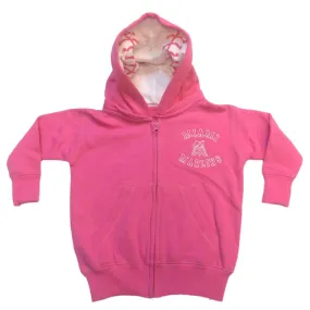 Miami Marlins SAAG TODDLER GIRLS Pink Full Zip Fleece Baseball Jacket