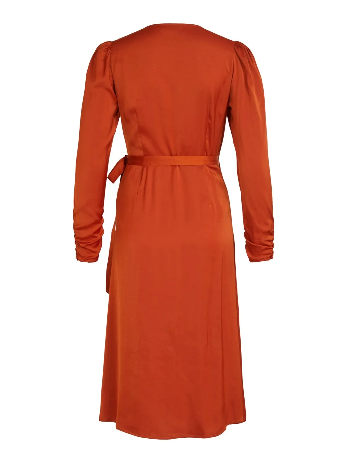 Miele Satin Wrap Midi Dress (Cinnamon Stick)