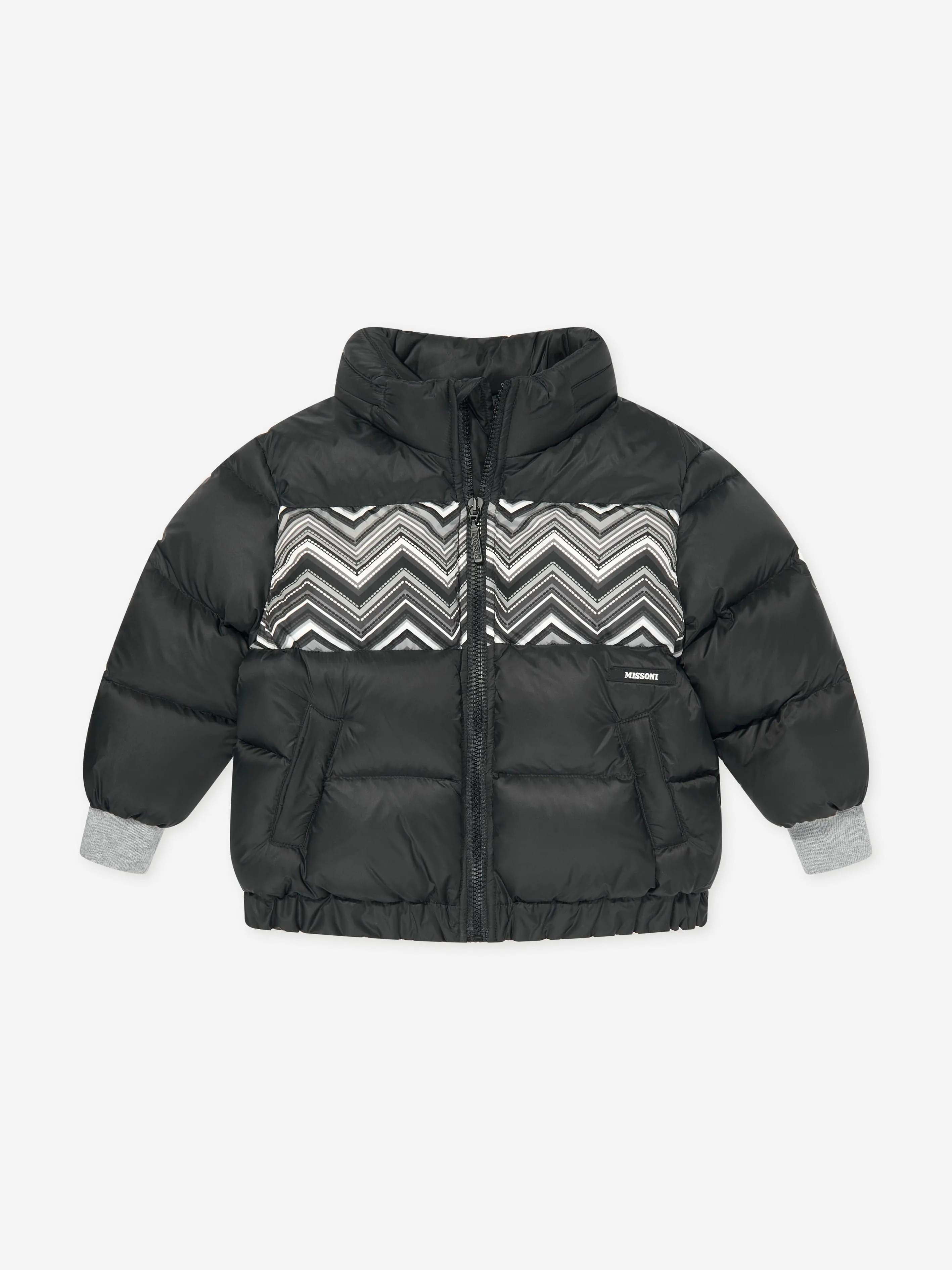 Missoni Kids Zigzag Puffer Jacket in Black