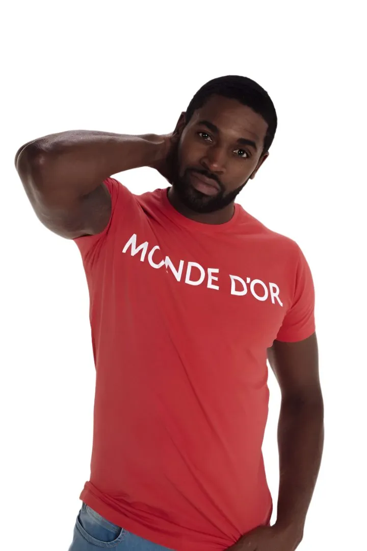 Monde D'or Men's Slim Fit Red T-Shirt