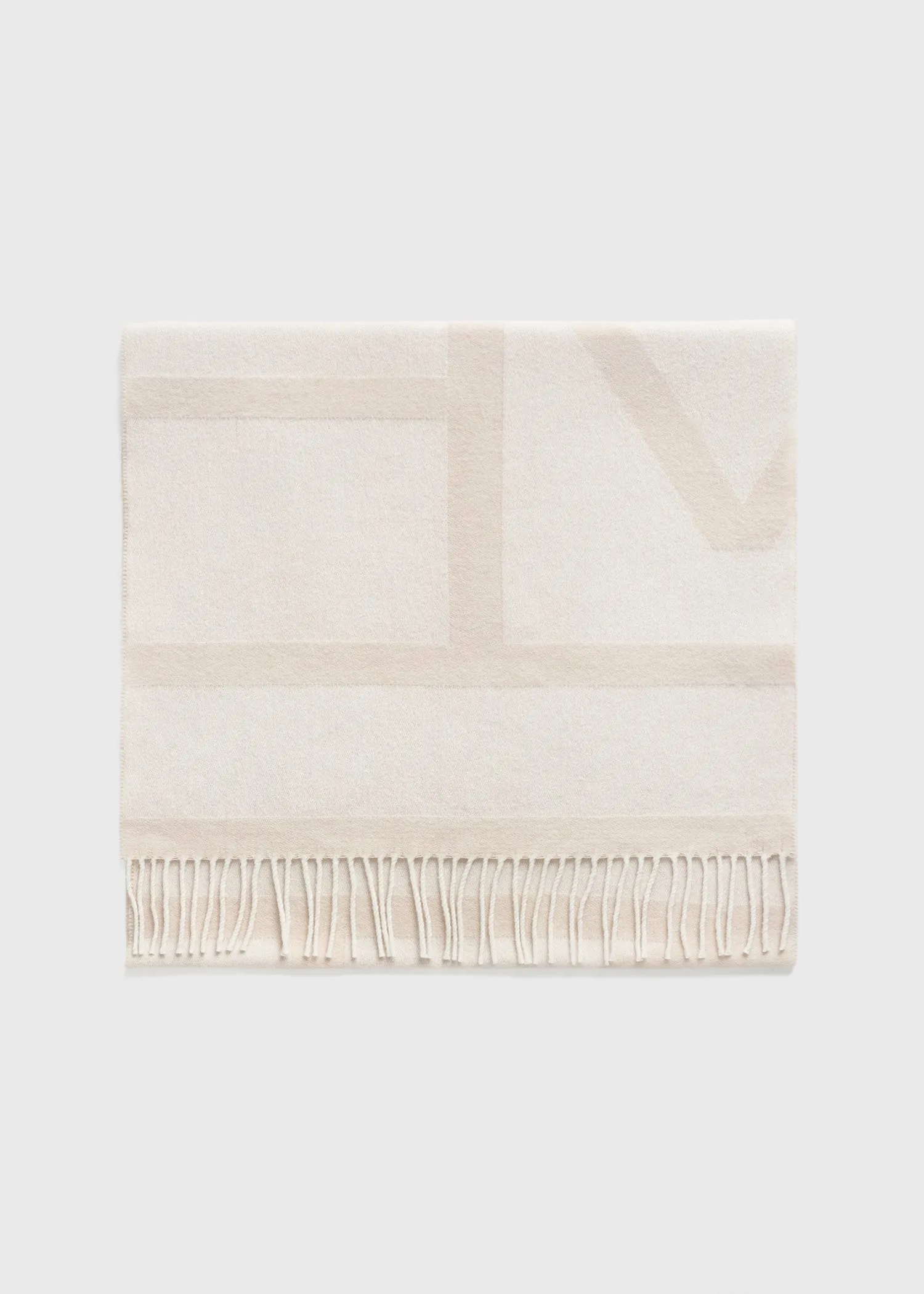 Monogram jacquard wool scarf eggnog