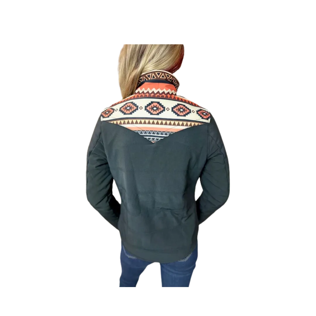 Montana Women's Aztec Puffer Orange Green Jacket