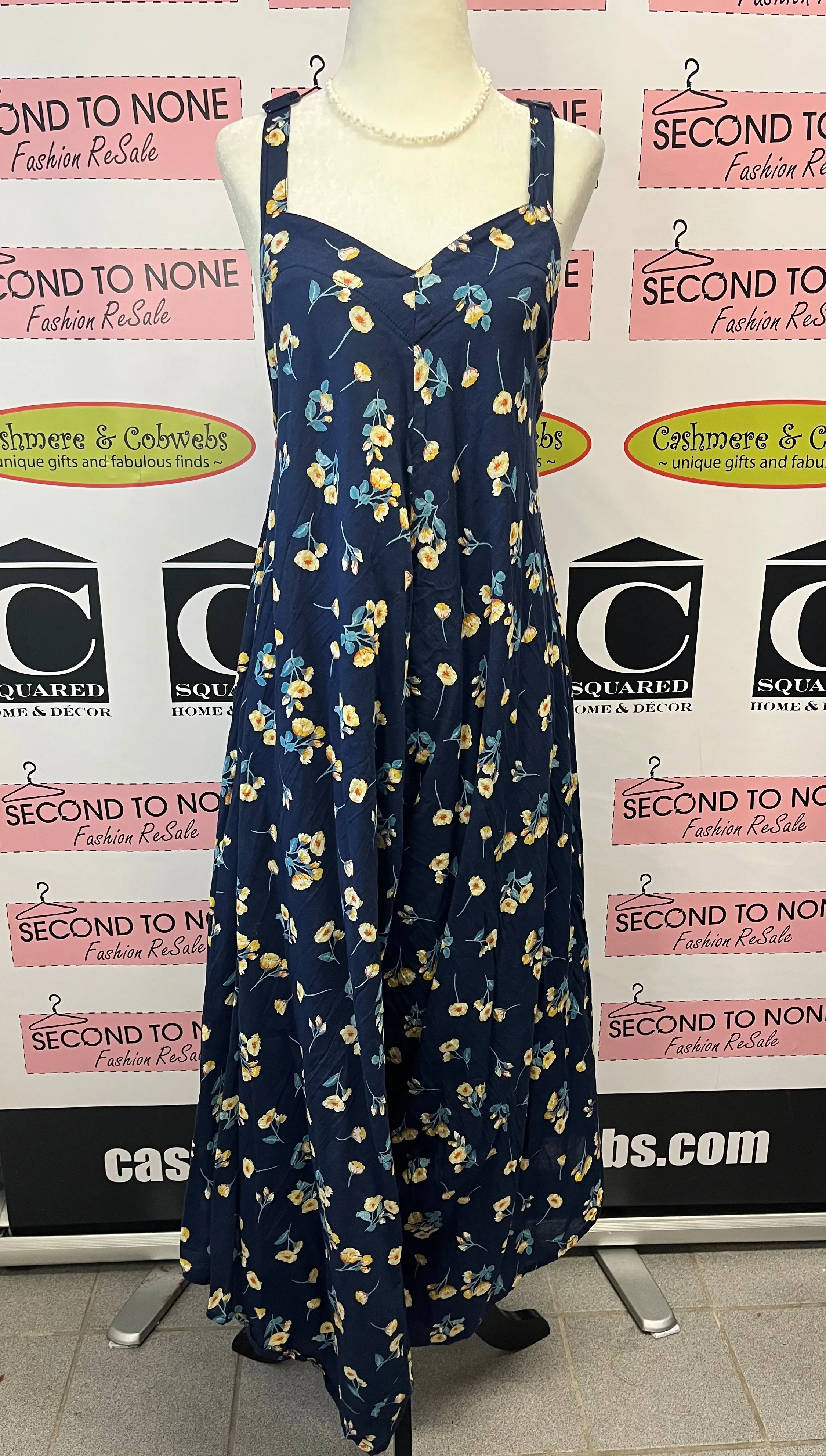 Navy Floral Jumpsuit (Size Medium)