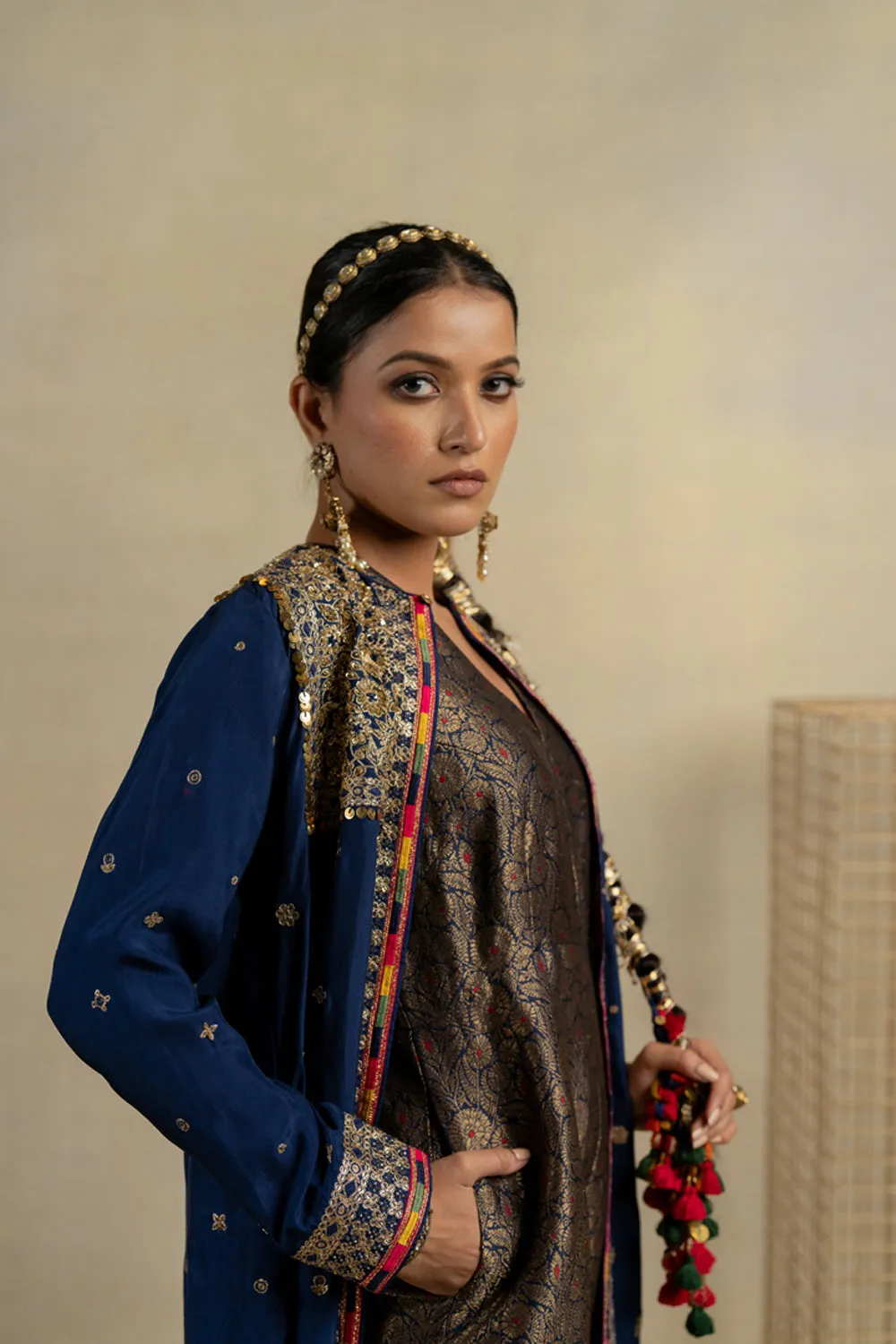 Neela Brocade Jumpsuit With Silk Embroidered Jacket