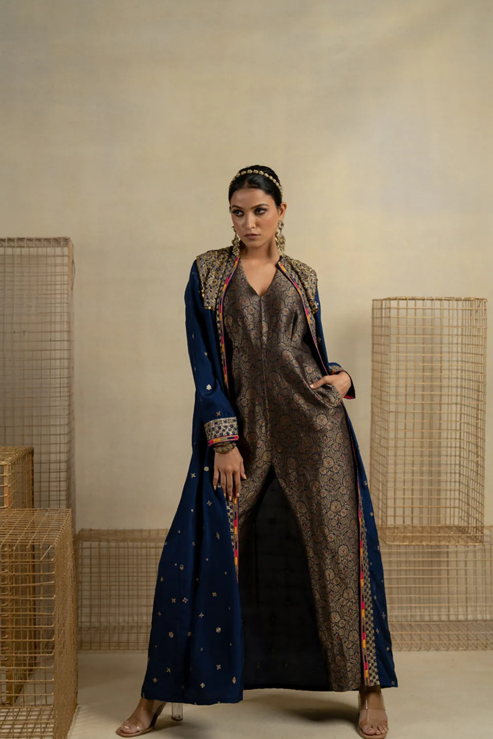 Neela Brocade Jumpsuit With Silk Embroidered Jacket