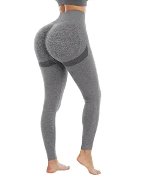 NORMOV Butt Lifting Workout Leggings for Women, Seamless High Waist Gym Yoga Pants Dark Grey