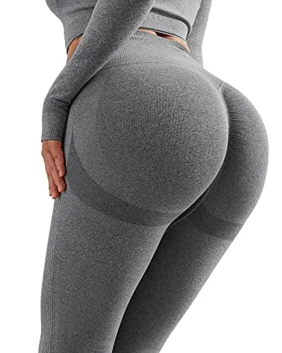 NORMOV Butt Lifting Workout Leggings for Women, Seamless High Waist Gym Yoga Pants Dark Grey