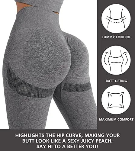 NORMOV Butt Lifting Workout Leggings for Women, Seamless High Waist Gym Yoga Pants Dark Grey