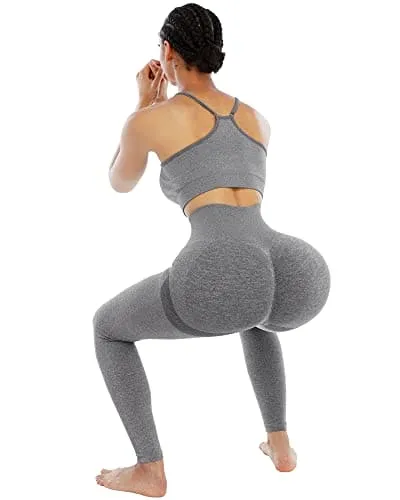 NORMOV Butt Lifting Workout Leggings for Women, Seamless High Waist Gym Yoga Pants Dark Grey