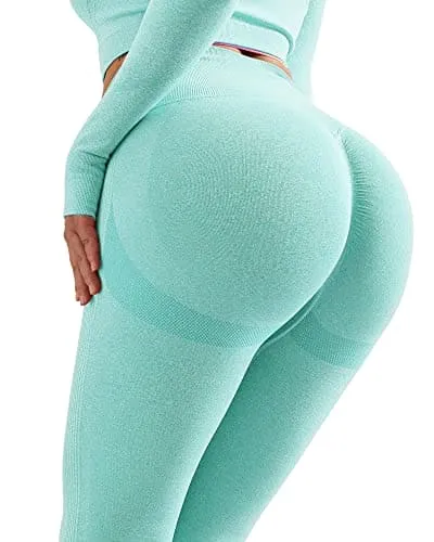 NORMOV Butt Lifting Workout Leggings for Women,Seamless High Waist Gym Yoga Pants Green