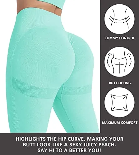 NORMOV Butt Lifting Workout Leggings for Women,Seamless High Waist Gym Yoga Pants Green