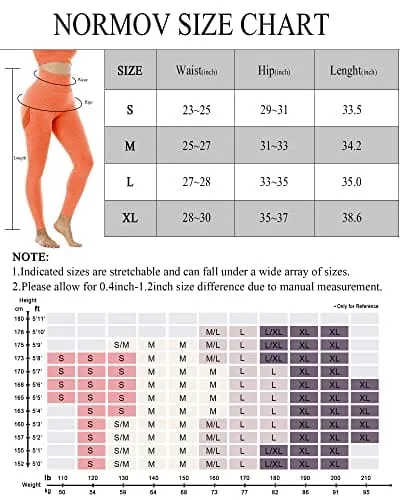 NORMOV Butt Lifting Workout Leggings for Women,Seamless High Waist Gym Yoga Pants Orange