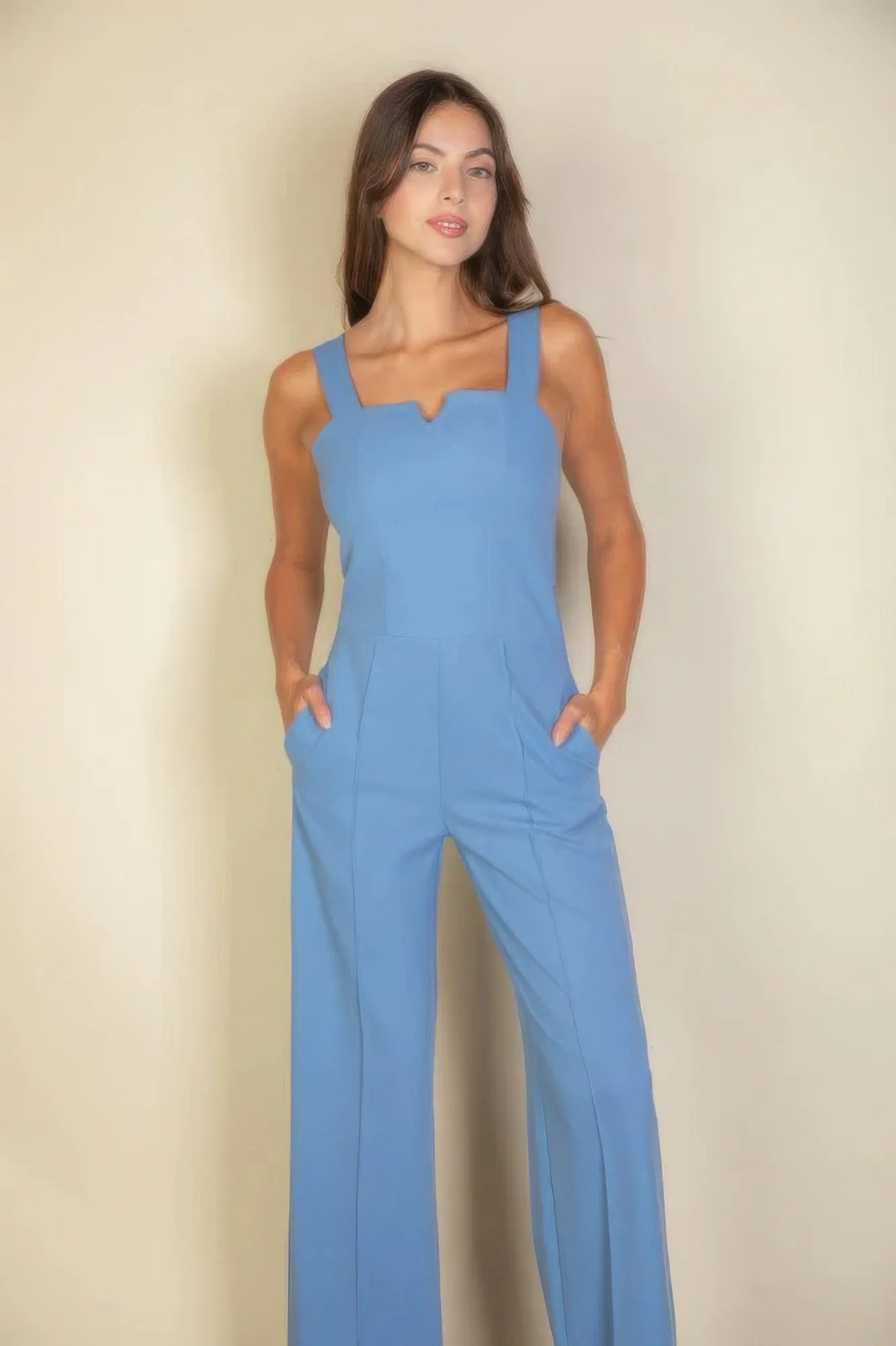 Notched Neck Cami Jumpsuit