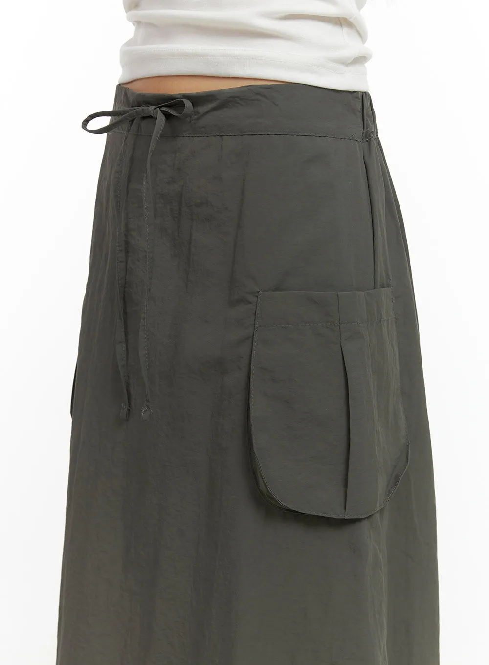 Nylon Pocket Cargo Maxi Skirt CO410